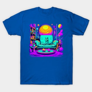 Psychedelic Cat on Chair T-Shirt